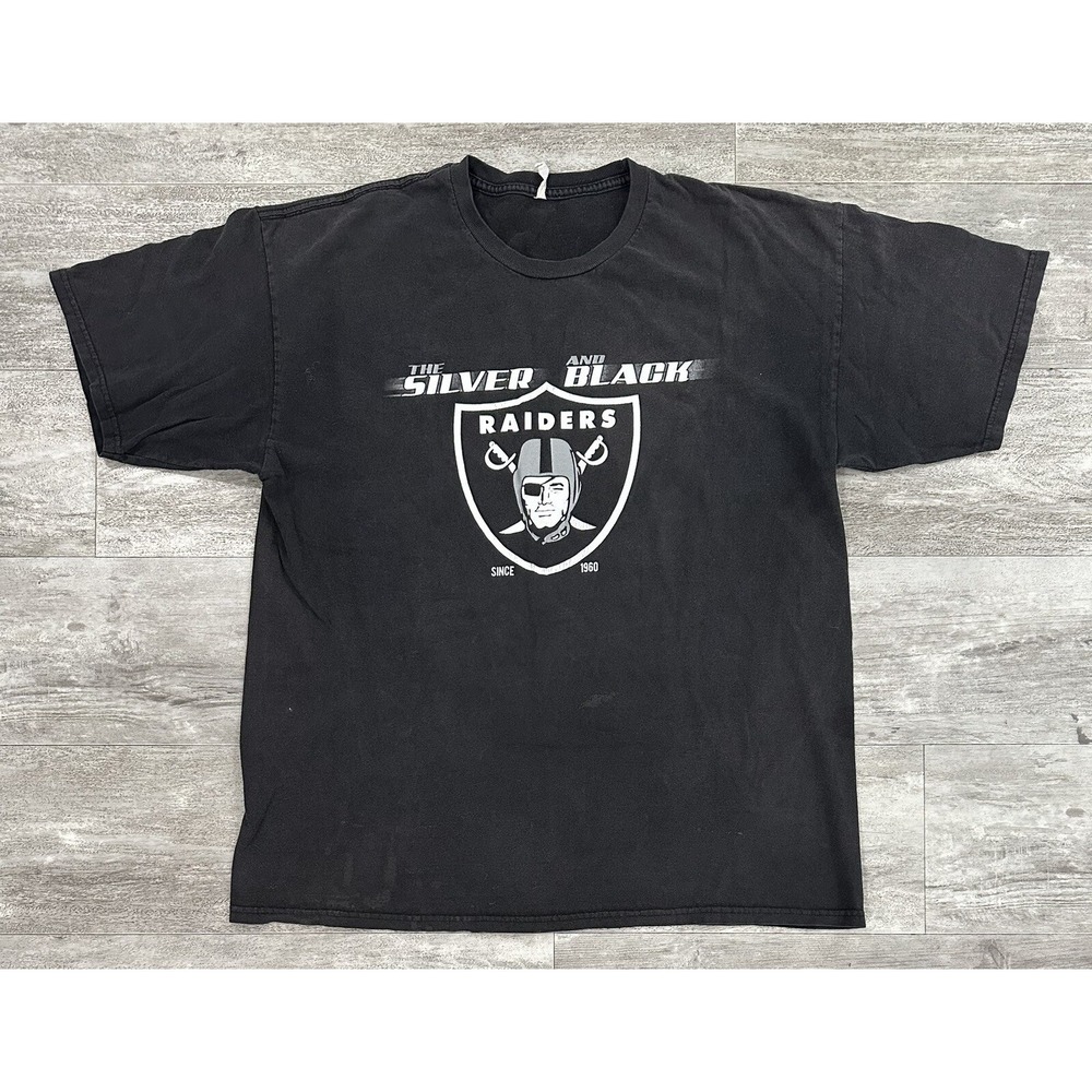 Vintage LA Raiders Silver And Black Raiders For Life Mens T‎ Shirt Size XL